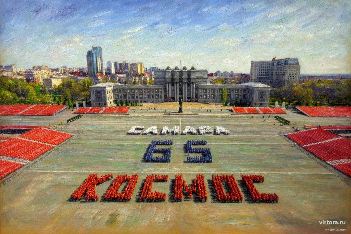 Спутник «Роскосмоса» заснял на площади в Самаре послание из 1500 человек